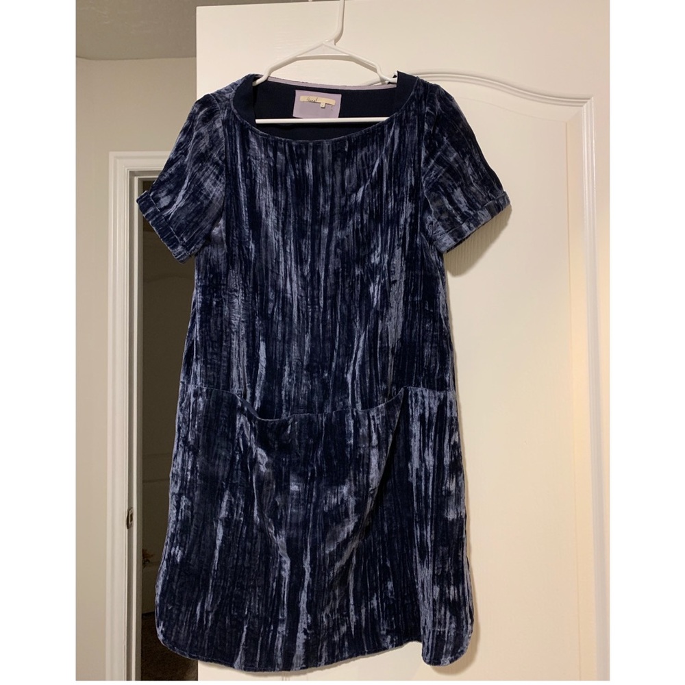 Anthropologie Navy Velvet Dress